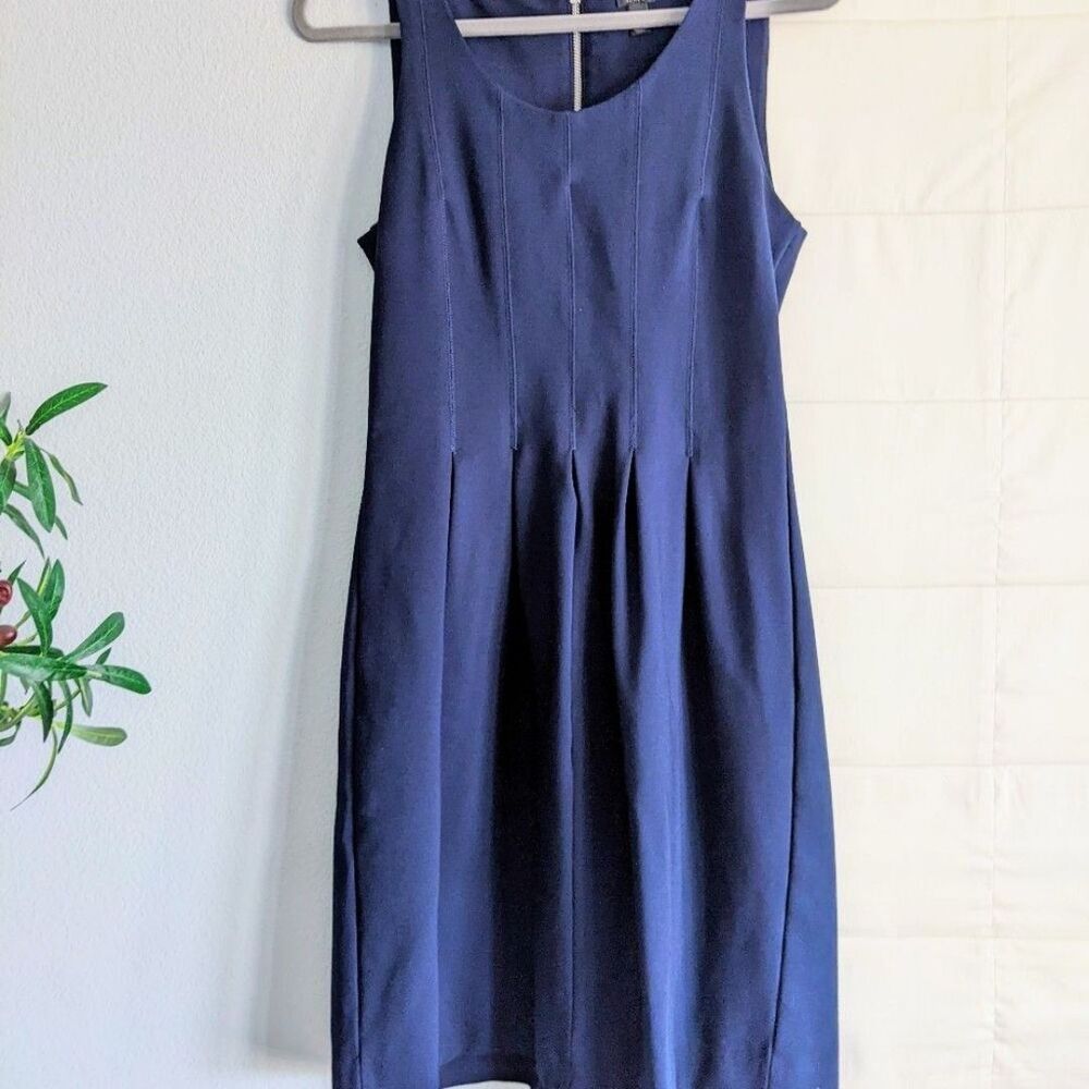 Nave Blue J. Crew Stretch Ponte Dress 8 Classic Event Preppy Coastal - Picture 9 of 11